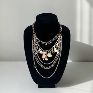 ✨ Vintage Betsey Johnson “Dream Closet” Charm Necklace ✨Teddy Bear Pumps Cat 24”